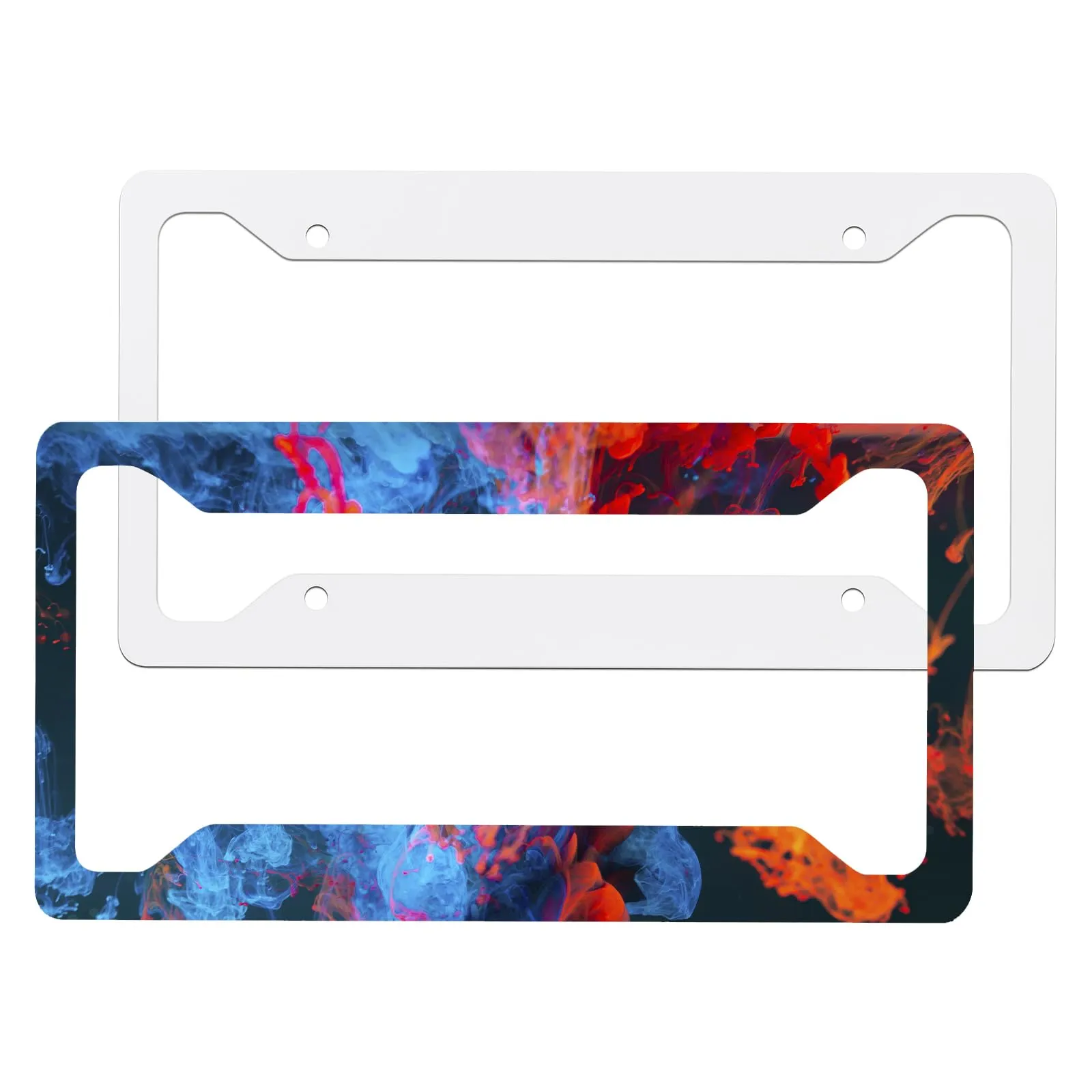 2PCS 12.3x6.5 Inch Sublimation License Plate Frames, Waterproof Aluminum Car Plate Protectors