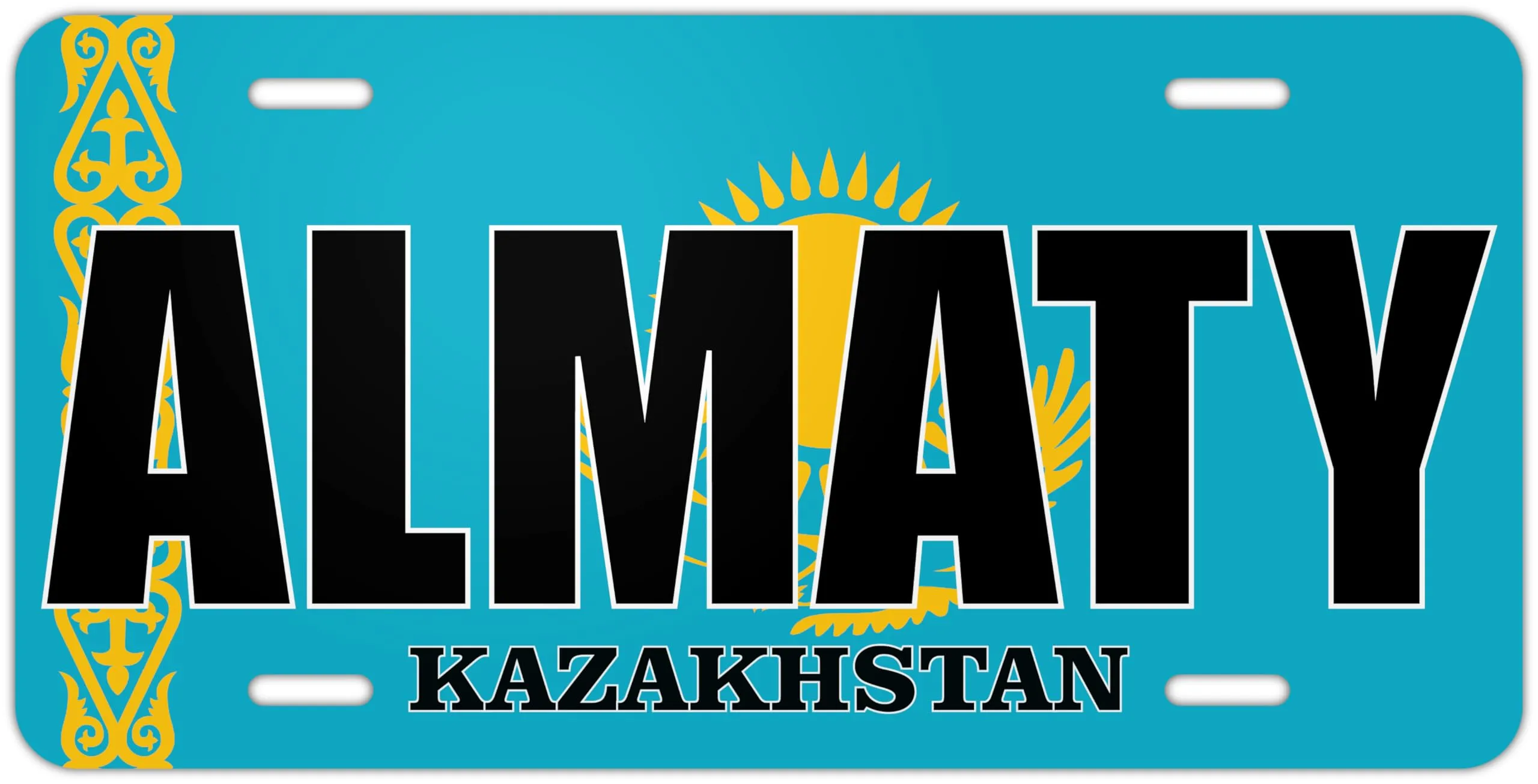 Almaty Kazakhstan Flag Metal License Plate