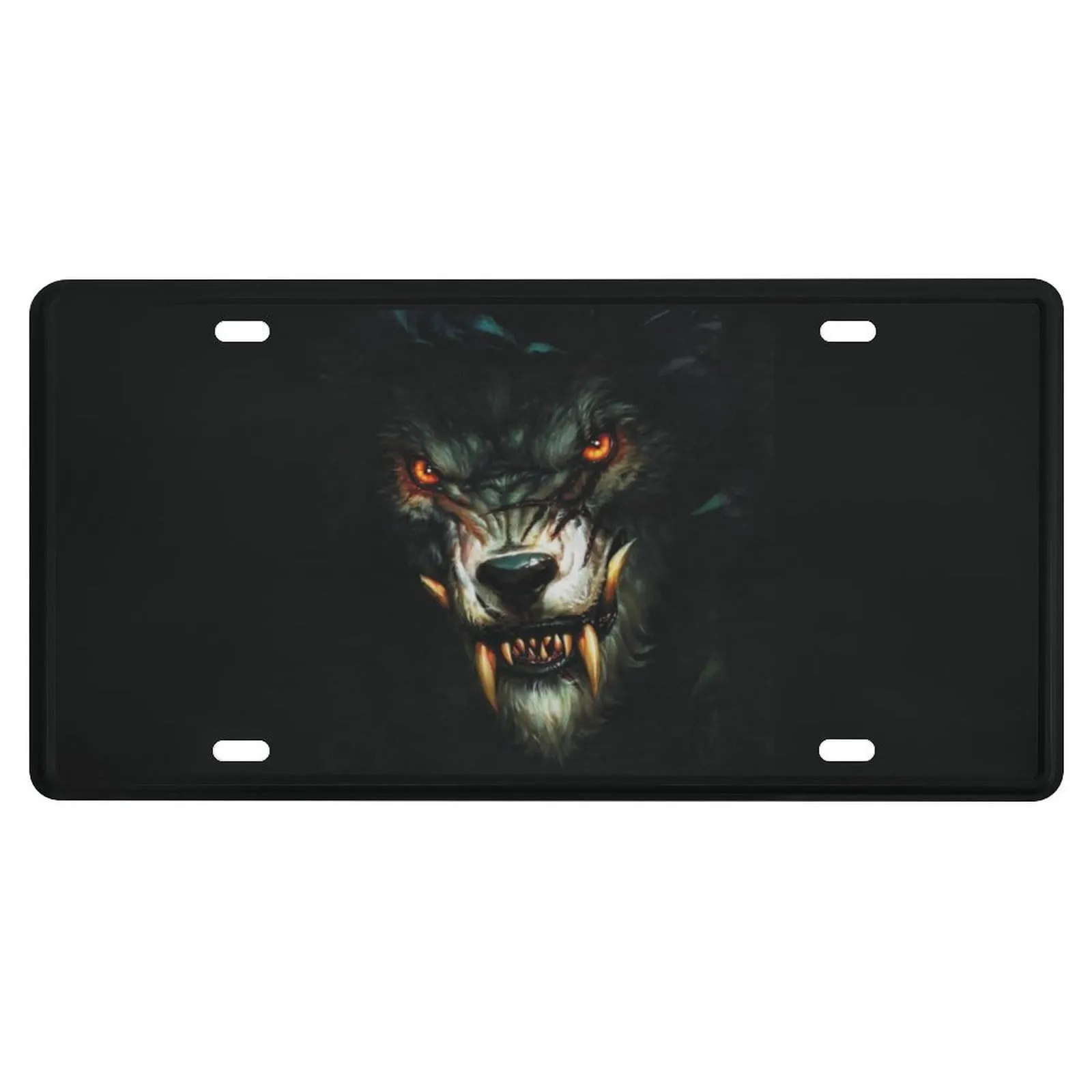 Angry Werewolf Face License Plate Cover - Personalized 12x6 Inches - Eye-Catching Design