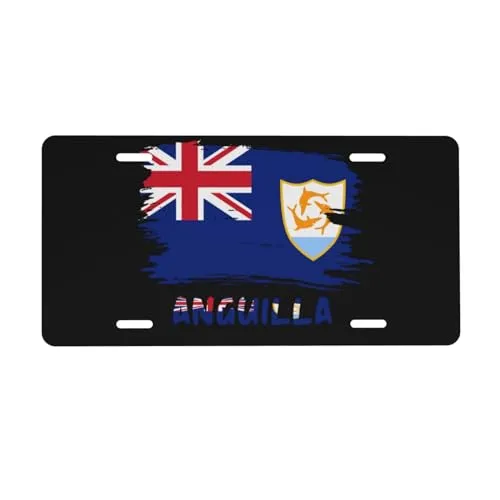 Anguilla Flag License Plate - Thick Aluminum 12x6, Waterproof & Rust-Resistant, Eye-Catching Design