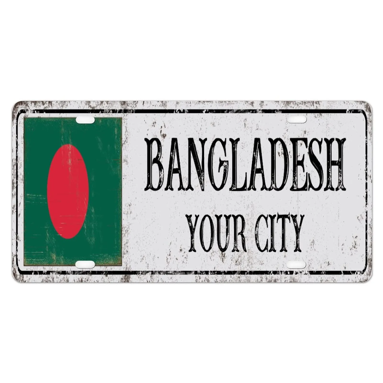 Bangladesh Vanity License Plate - Customizable National Flag Design, 6x12 Inch Aluminum Gift