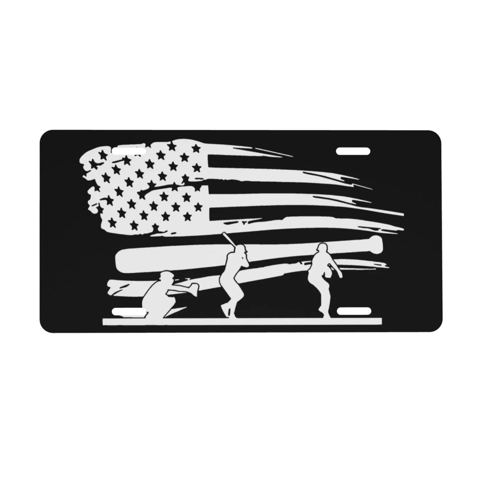 Baseball Bat American Flag License Plate Cover 15x30cm - Durable, Stylish, Universal Fit