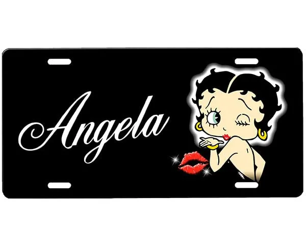 Betty Boop High Gloss Aluminum License Plate 12'x6' - Durable Customizable Design