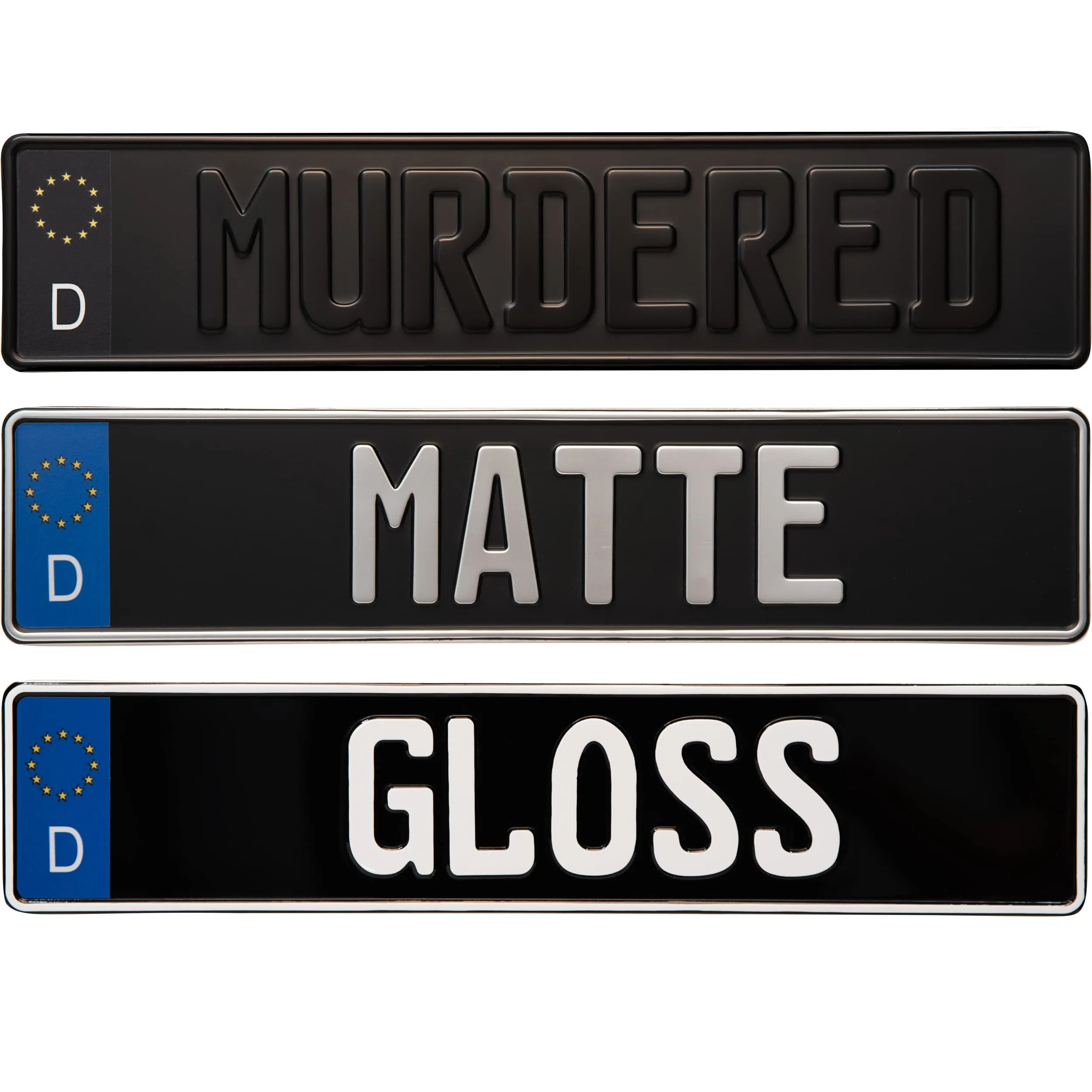 Black Custom German License Plate - Authentic Embossed Aluminum with Personalization Options