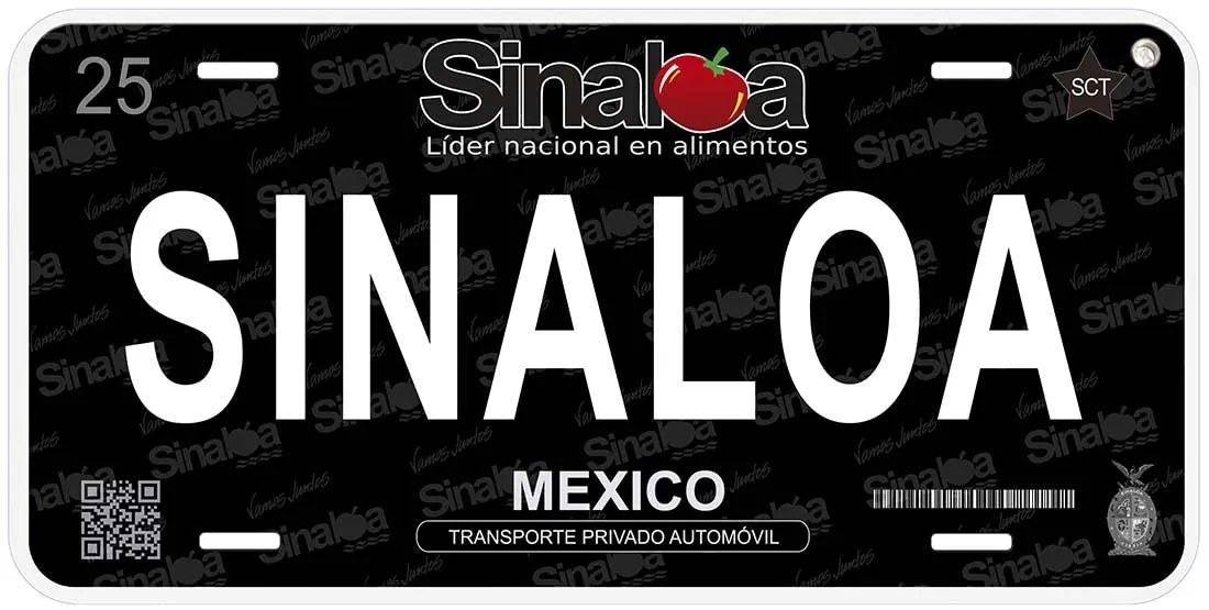 Black Sinaloa Mexico Personalized Novelty Car License Plate - 6x12 Inches, Durable Aluminum