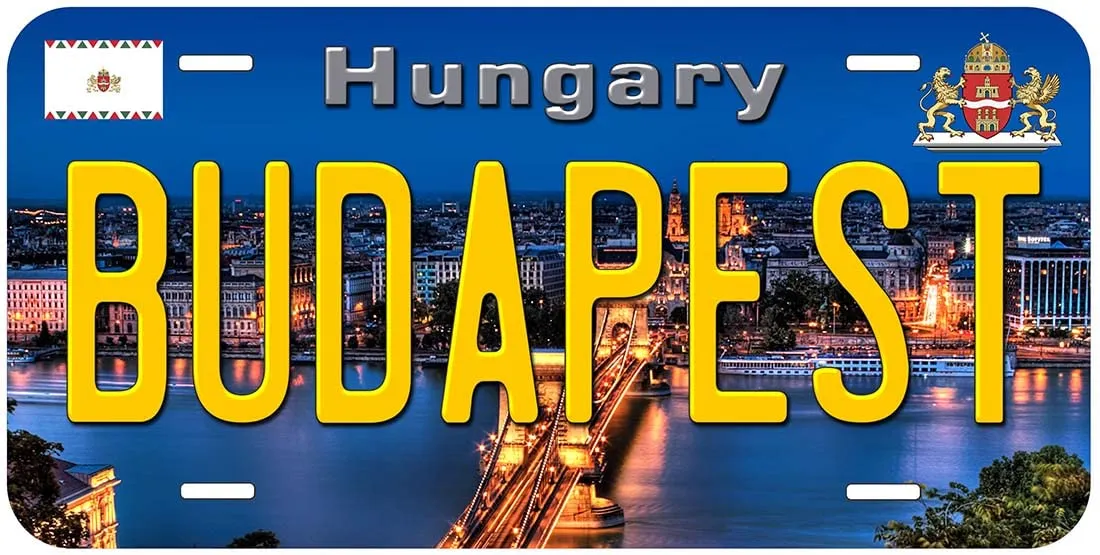 Budapest Hungary Novelty Car Auto License Plate - 6x12 Inches, Non-Embossed, UV Protected