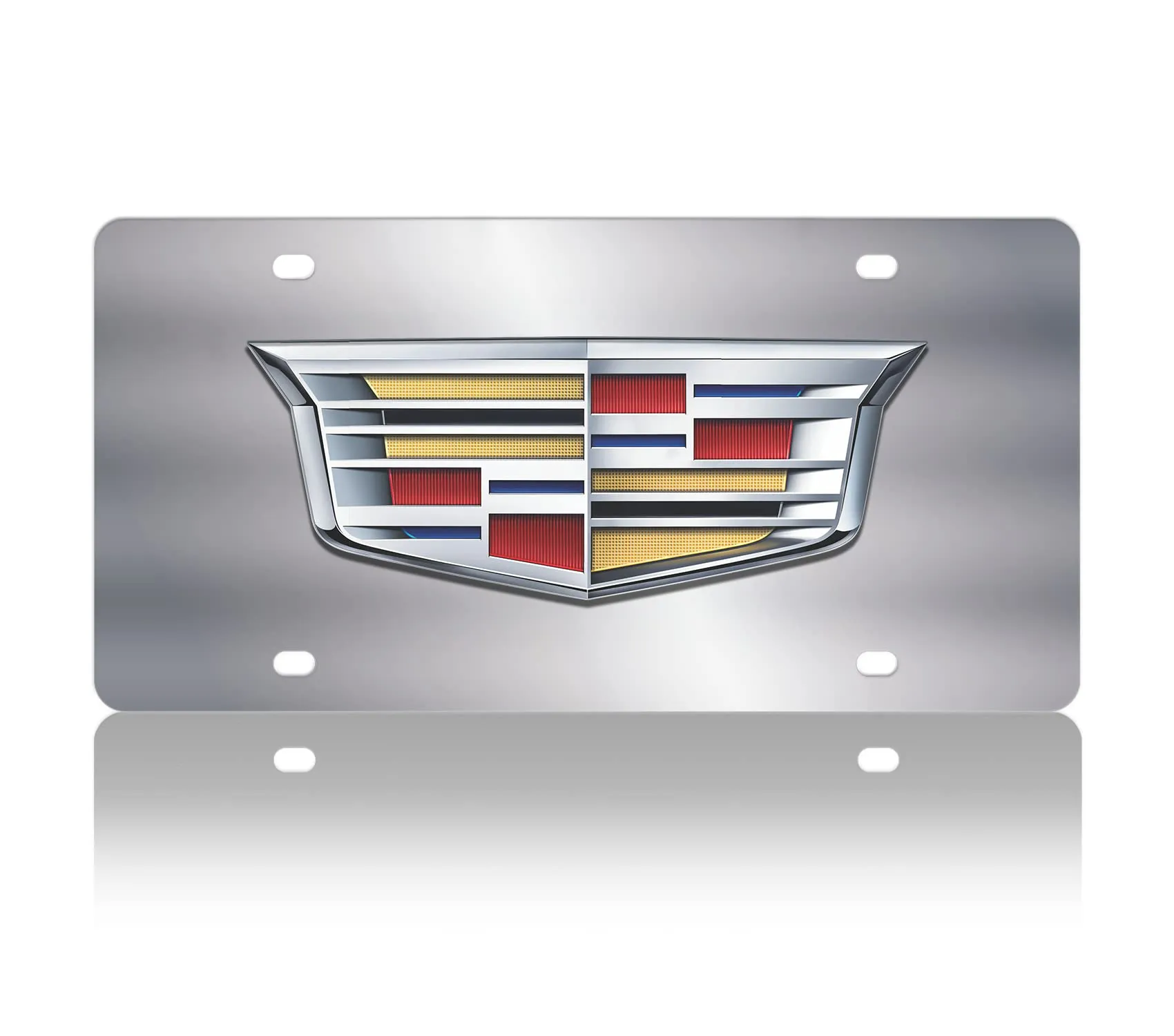 Cadillac Logo Stainless Steel License Plate 12x6 Inches, 2014-Current, Durable Acrylic Emblem