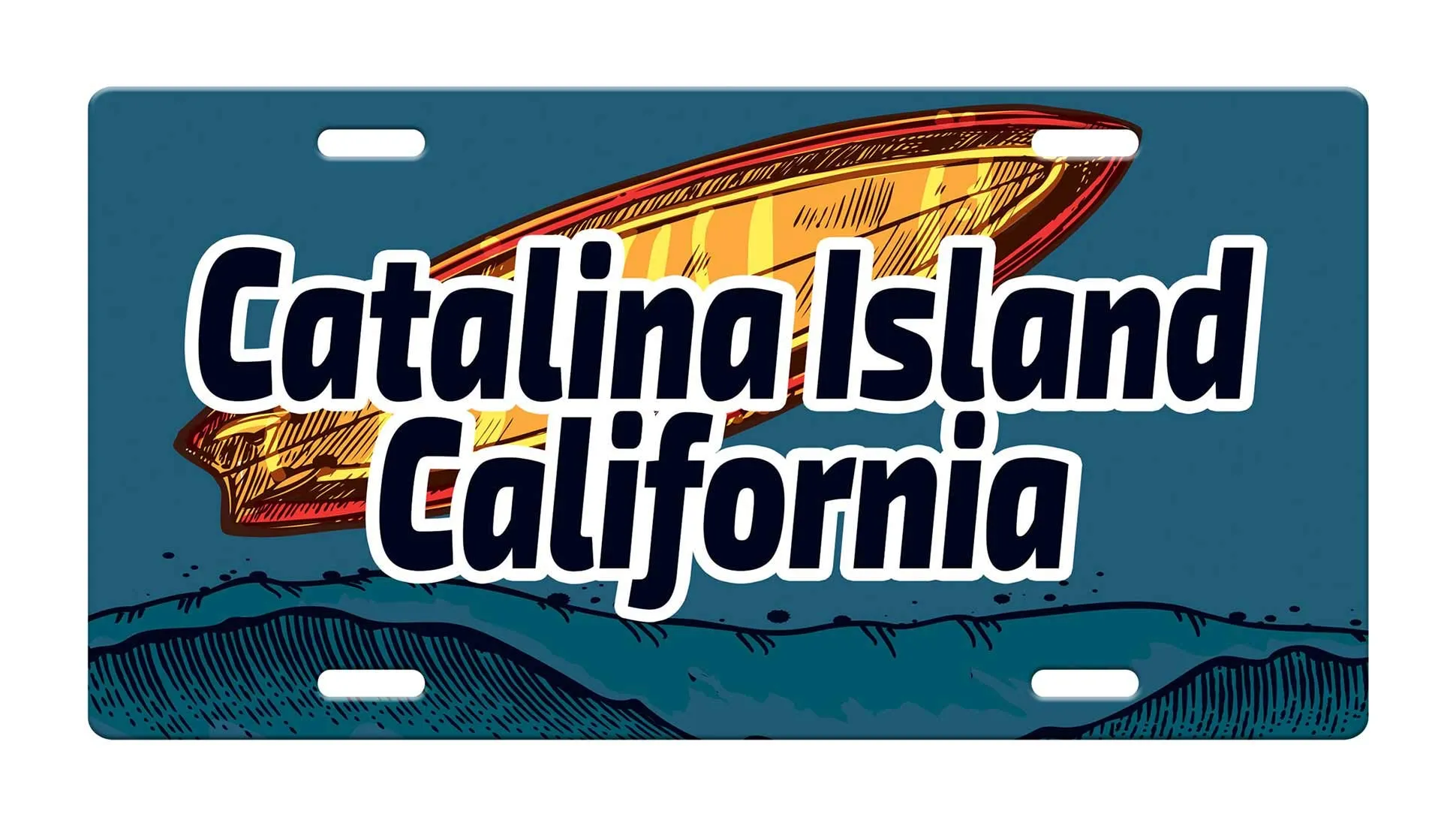 Catalina Island California Surfing Beach Aluminum License Plate - High-Quality 12x6 Inches