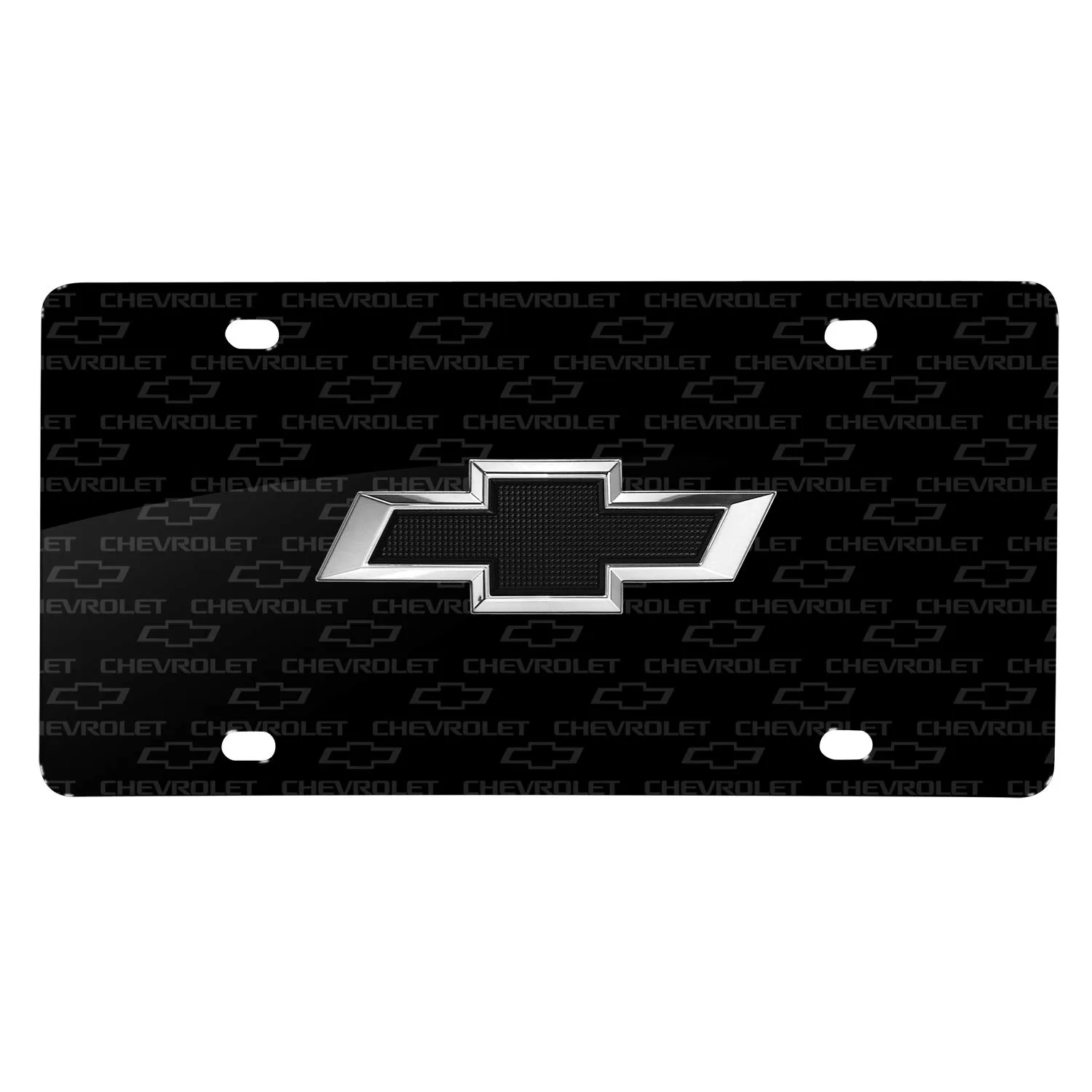 Chevrolet 3D Logo Black Solid Aluminum License Plate - Custom CNC Made, Weather-Resistant