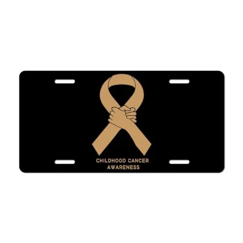 Childhood Cancer Awareness License Plate Cover - Durable Aluminum, Waterproof, Customizable Design