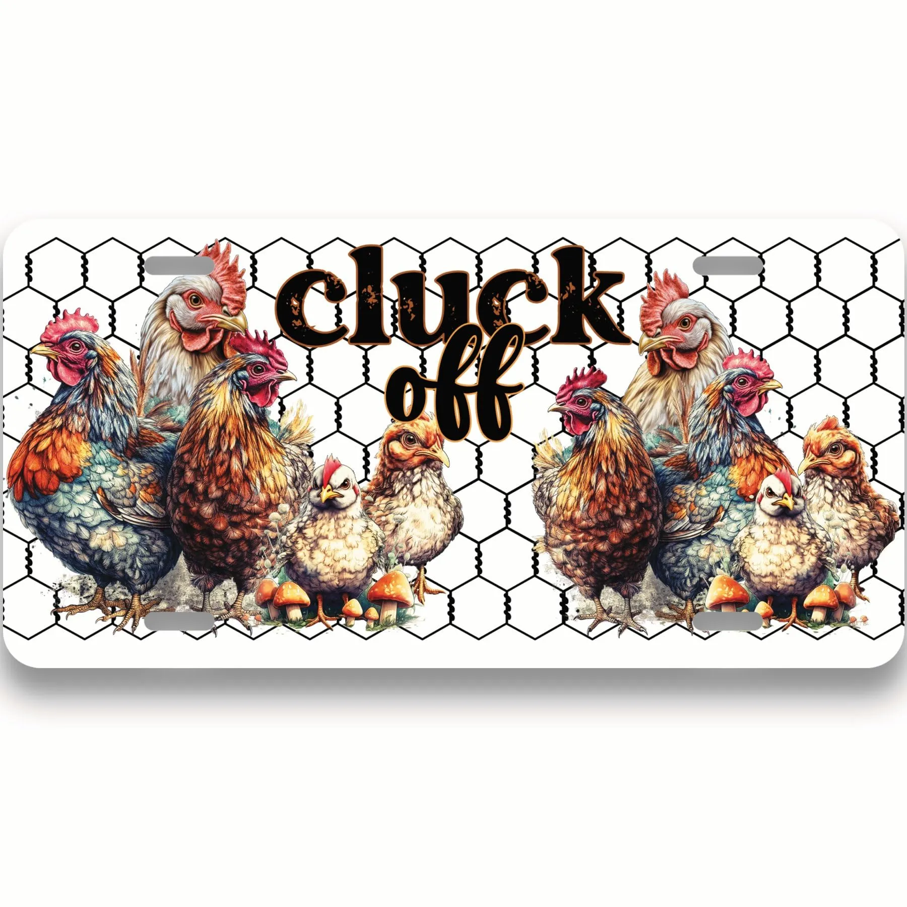 Cluck Off Chicken Roosters Hens License Plate - 6x12 Inch Premium Aluminum, Rust-Proof