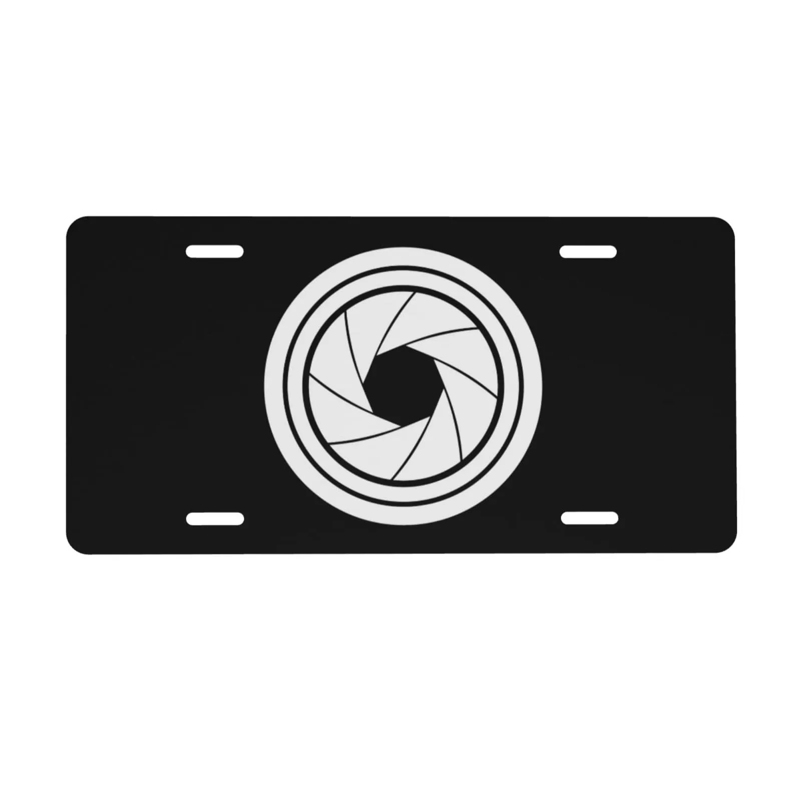 Custom Black Camera Aperture Shutter License Plate 6x12 Inches - Durable Aluminum Design