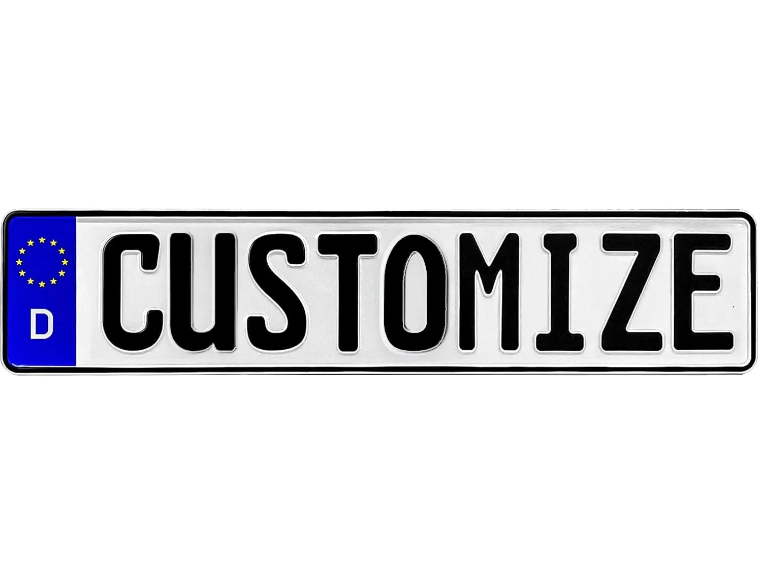 Custom European License Plate 20.5x4.4 Inch, Personalized Embossed Aluminum Euro Plate