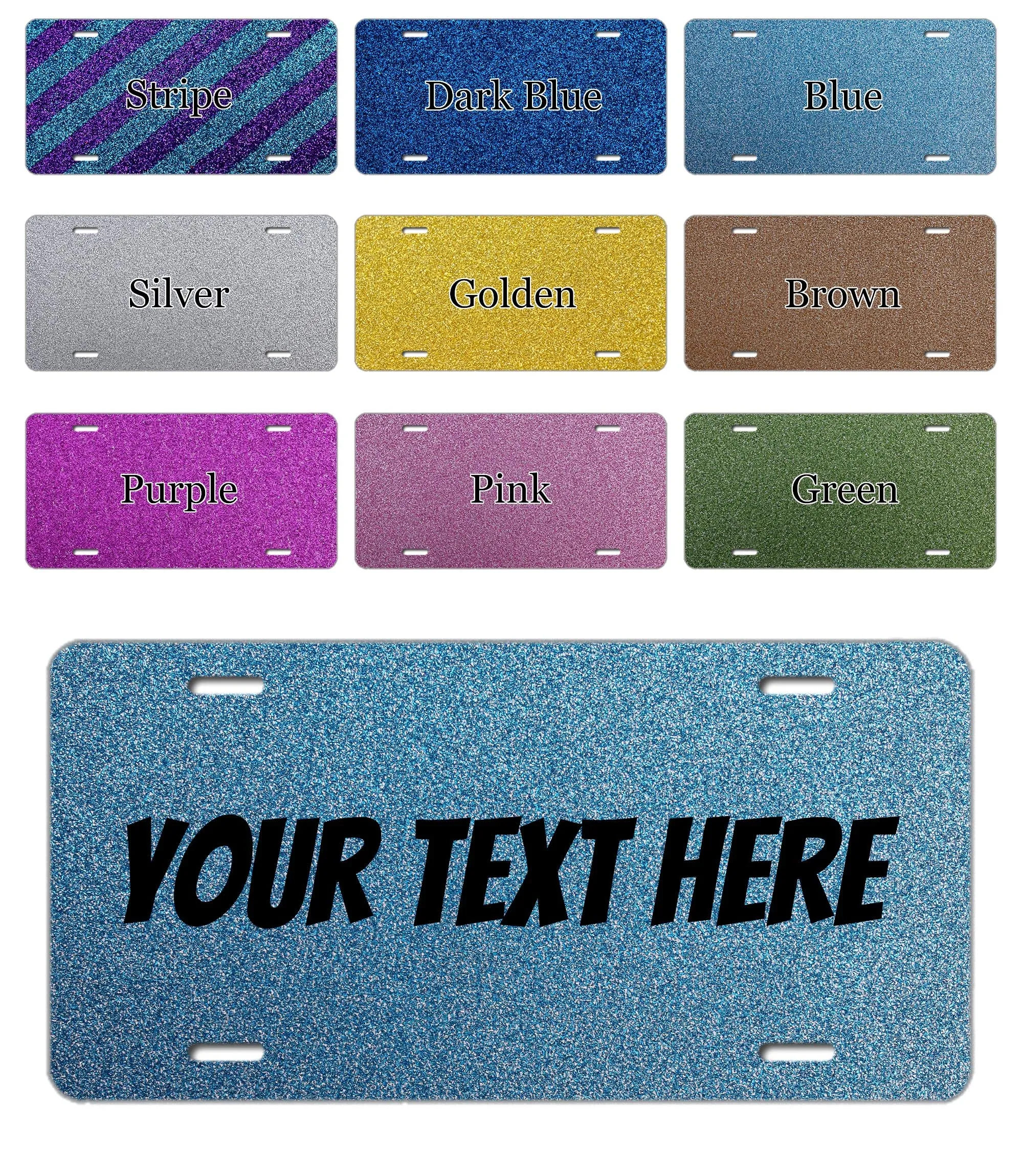 Custom Personalized Glitter Texture License Plate Cover 6'x12', Unique Design for Cars