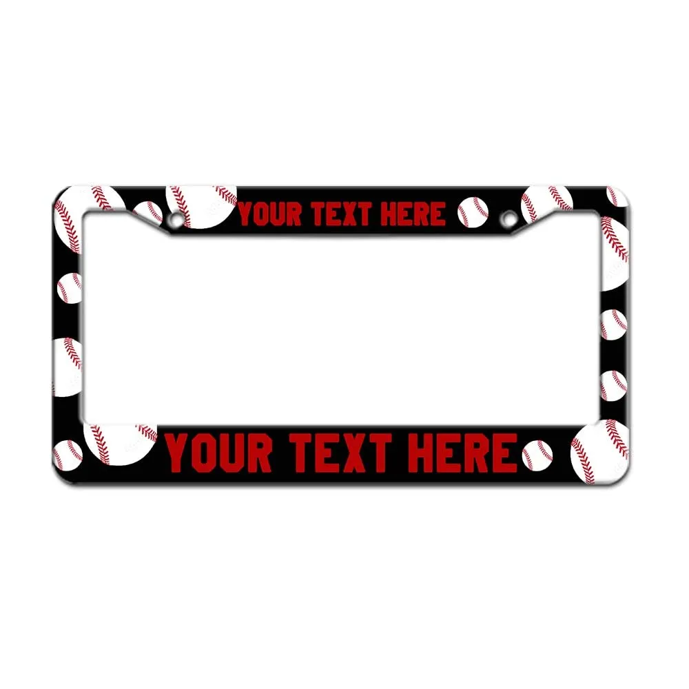 Custom Text Baseball License Plate Frame - Personalized Aluminum Car Cover 6.3x12.2 Inch