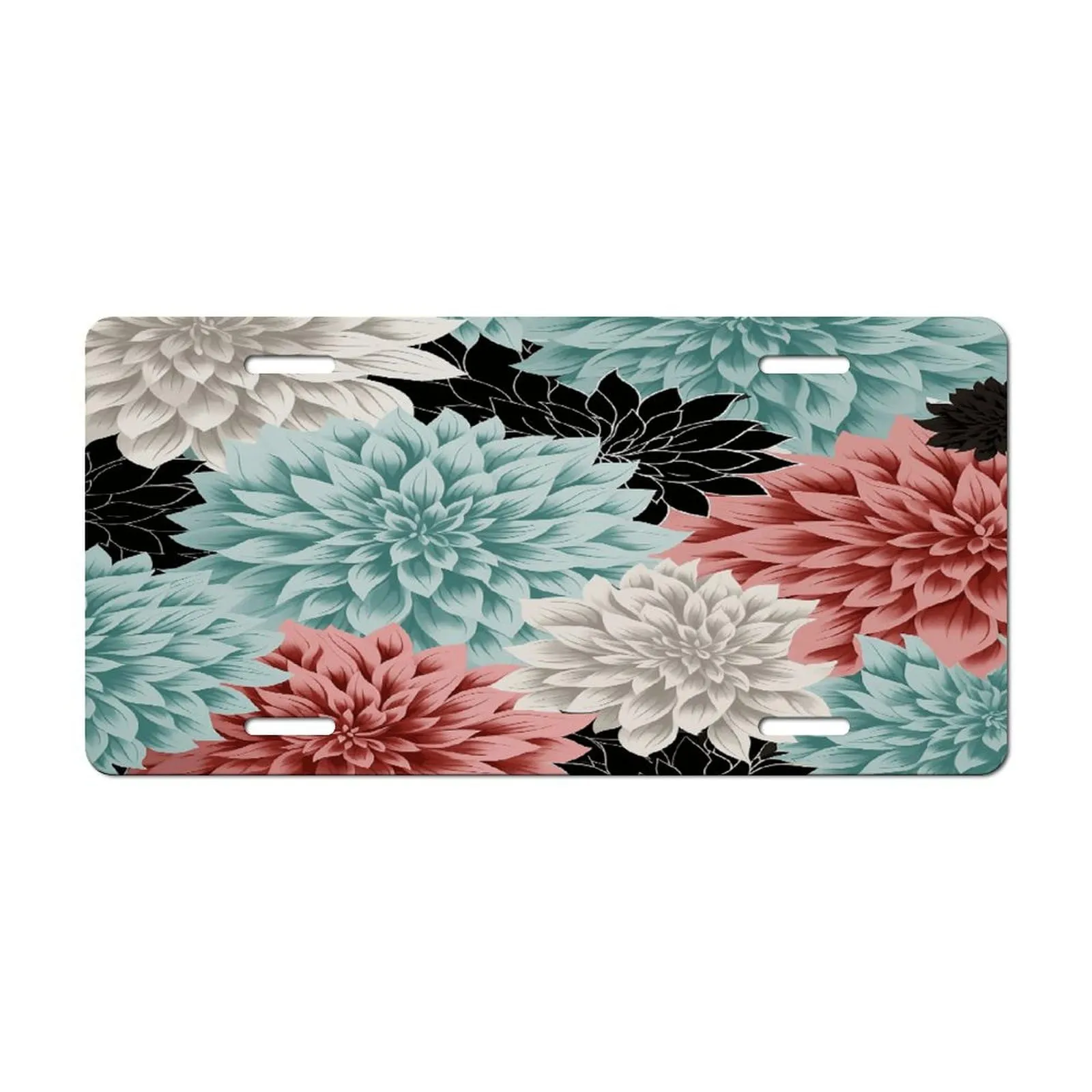 Dahlia Flower License Plate Cover - Personalized Rust-Proof Aluminum Car Plate 6x12 Inch