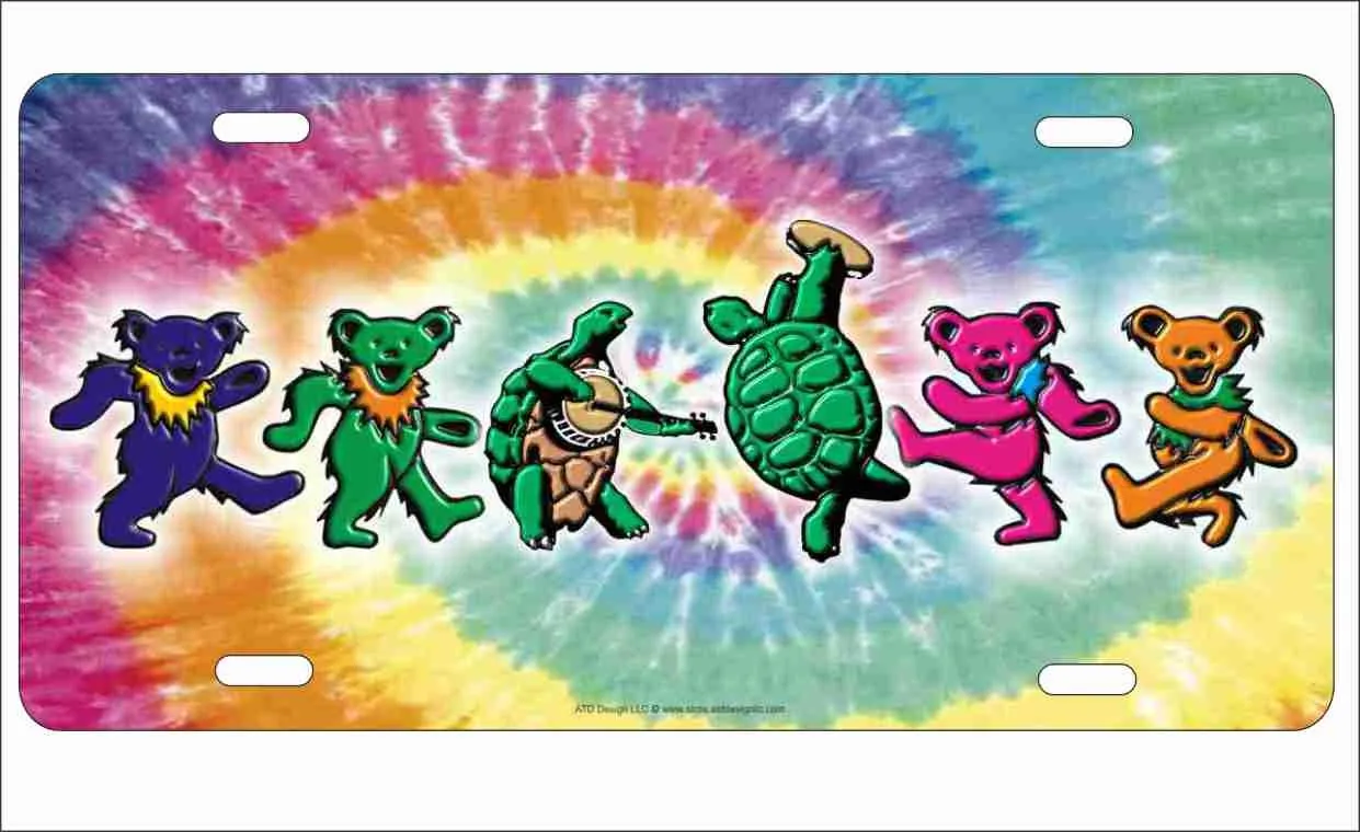 Dancing Terrapin Turtles & Bears Personalized Aluminum License Plate - 6x12 Inches, USA Made