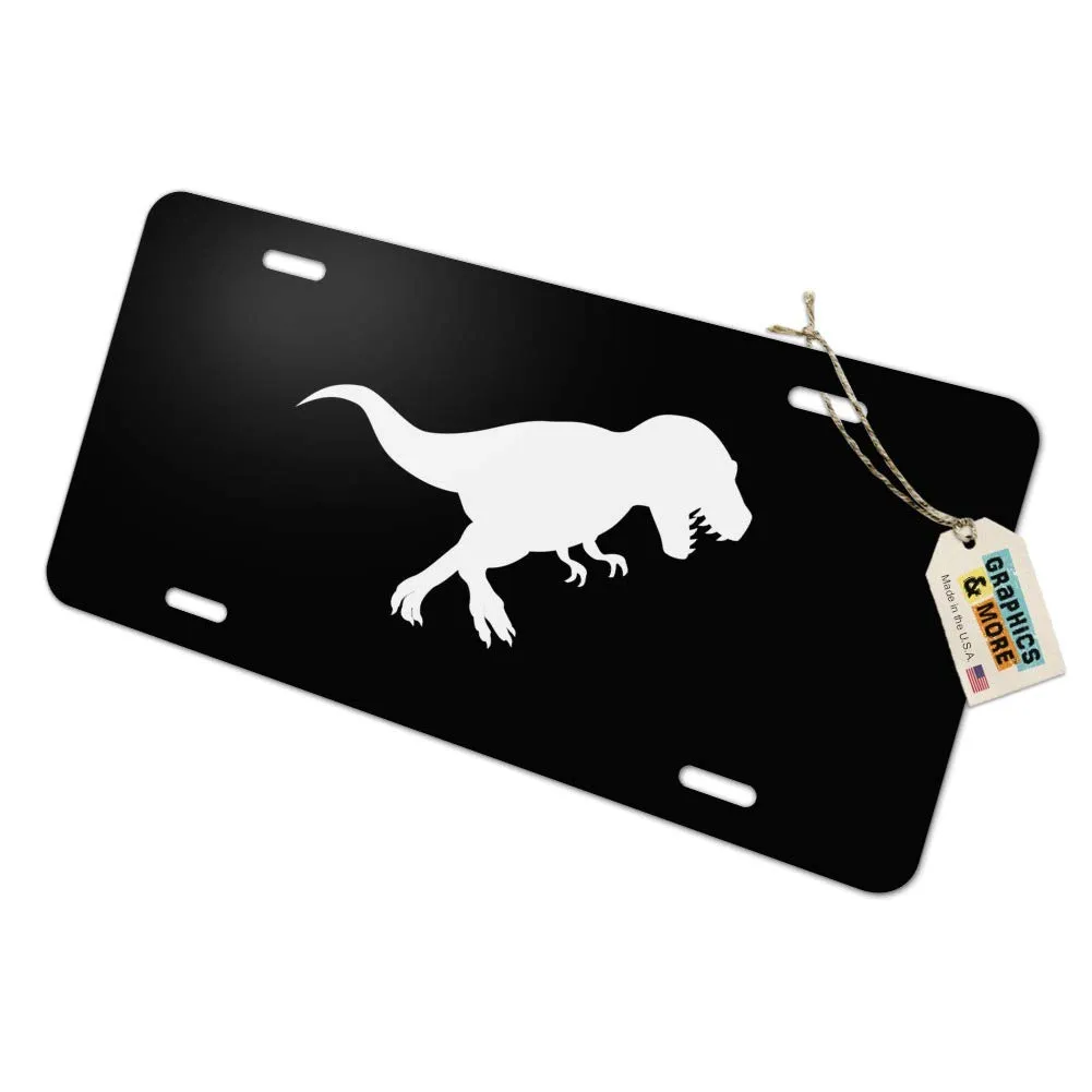 Dinosaur Tyrannosaurus Rex Black White Metal Vanity License Plate – Unique Design, Durable Aluminum