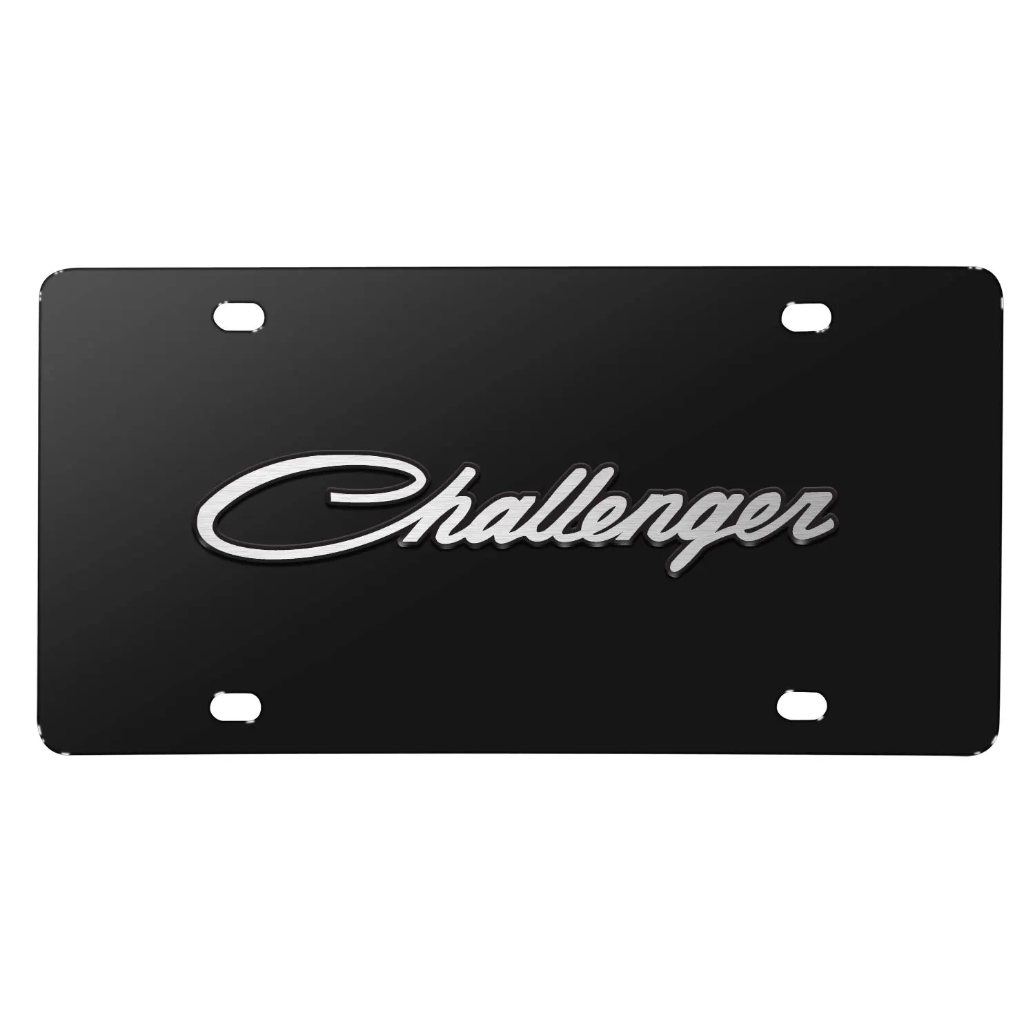 Dodge Challenger Classic 3D Logo Black Stainless Steel License Plate - Durable & Stylish