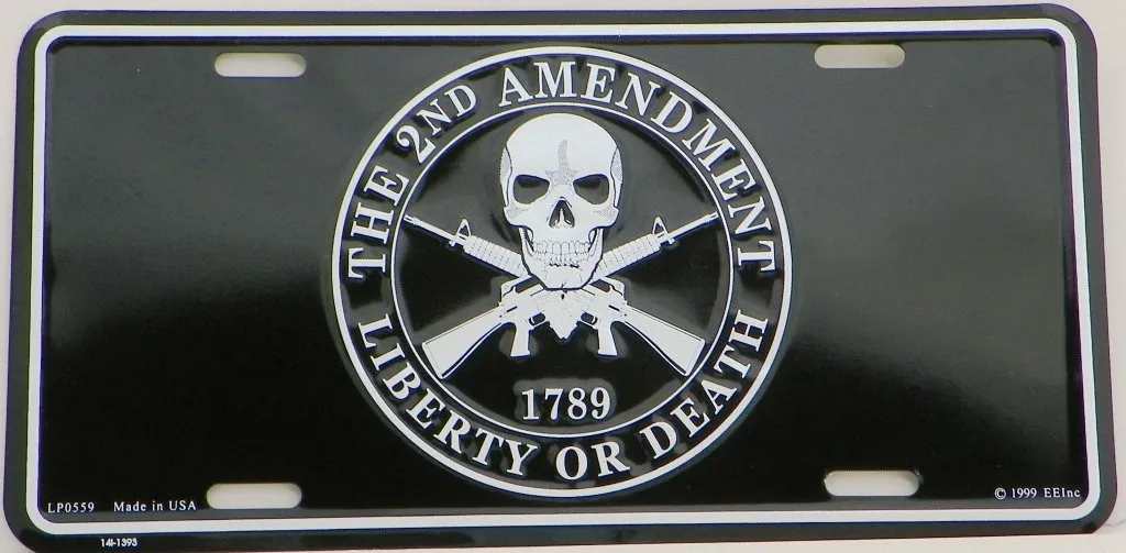 EagleEmblems 2nd Amendment Liberty or Death License Plate - Black 1789 Design