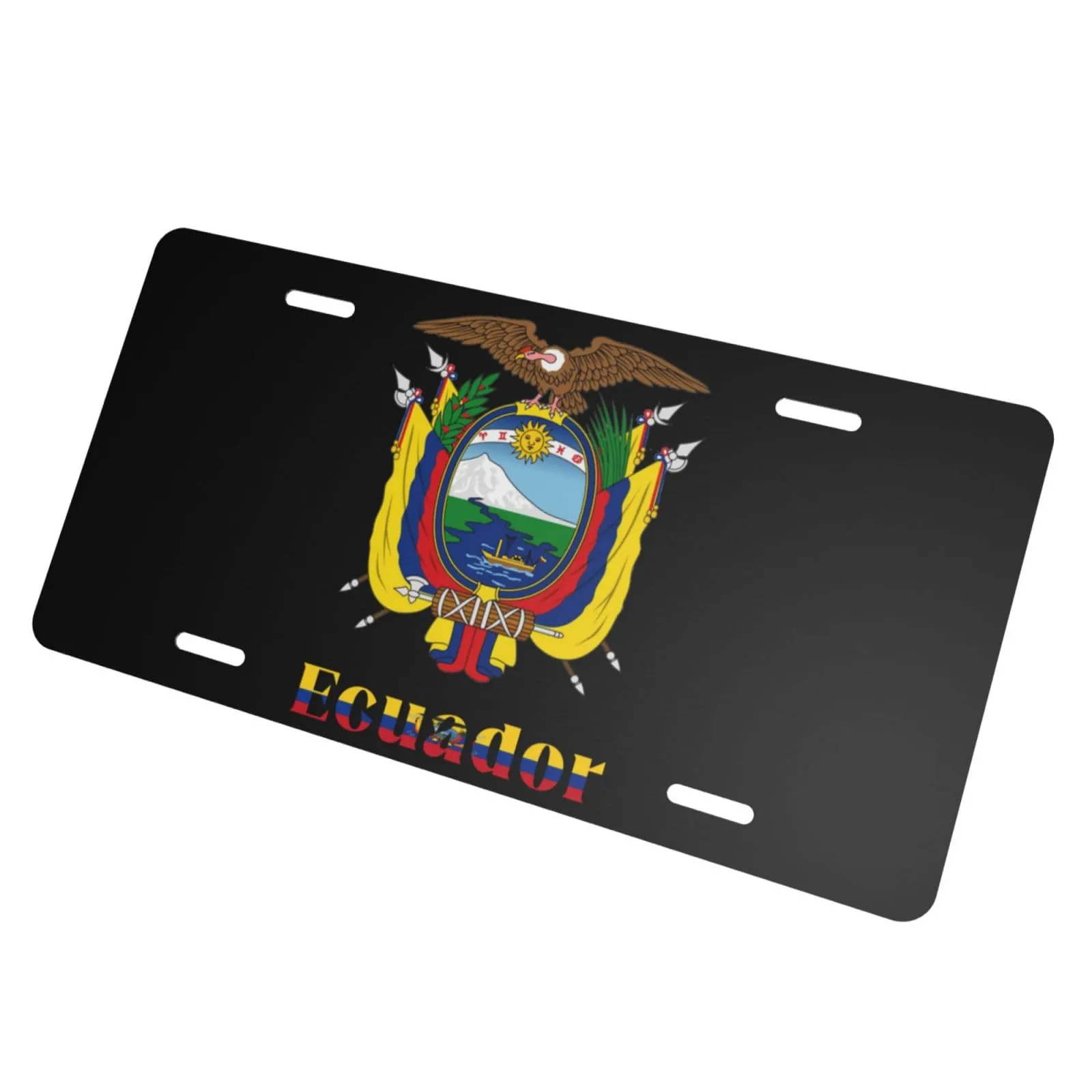 Ecuadorian National Emblem License Plate Cover - 6x12 Inch Aluminum, Durable & Rust-Proof