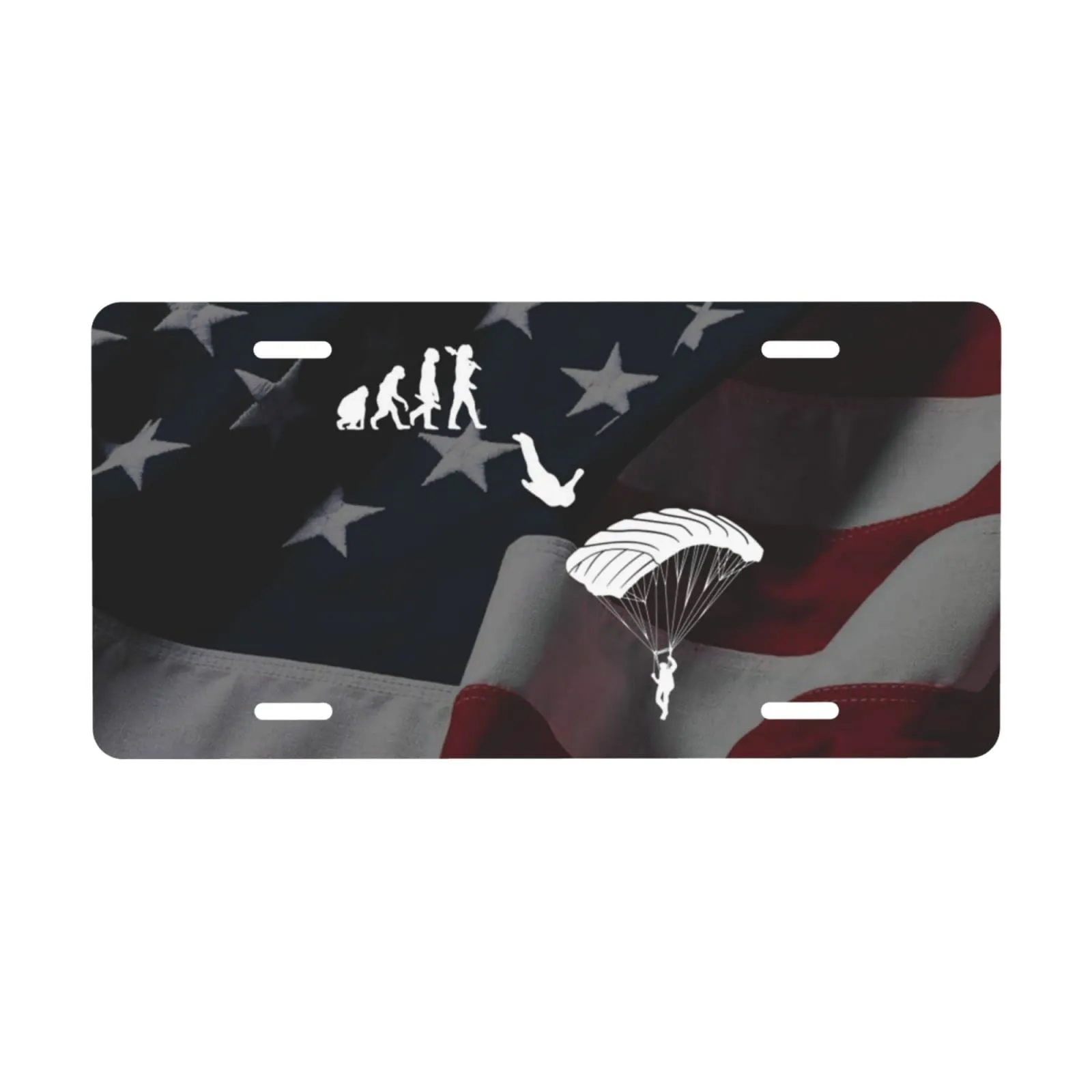 Evolution of Skydiving License Plate Cover, 6'x12' Aluminum, Waterproof & Weather Resistant