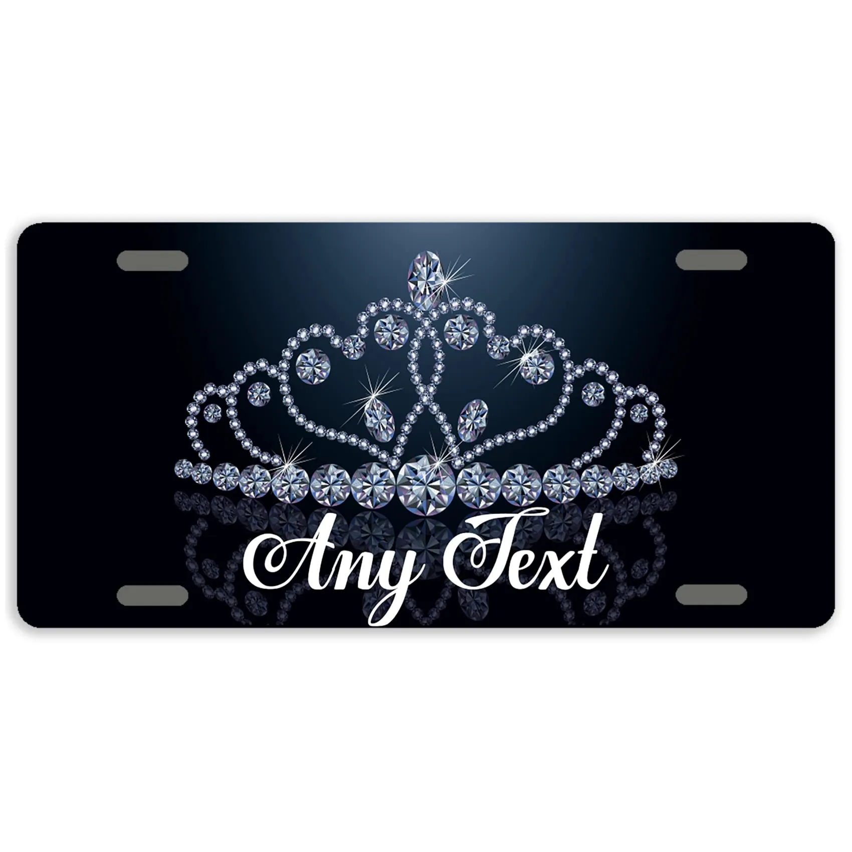 Glitter Princess Crown Personalized License Plate Cover for Cars, 6'x12', Customizable Design