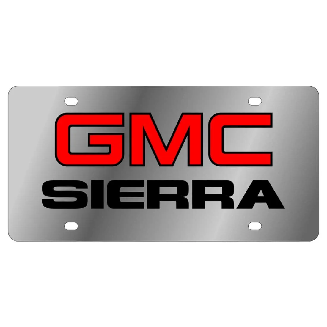 GMC Sierra License Plate - Durable 6x12' Stainless Steel with Lazer-Cut Acrylic Design