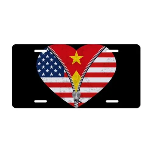 Heart America Flag & Tigray Flag License Plate Cover - Durable Aluminum, 11.6'x5.7' Design