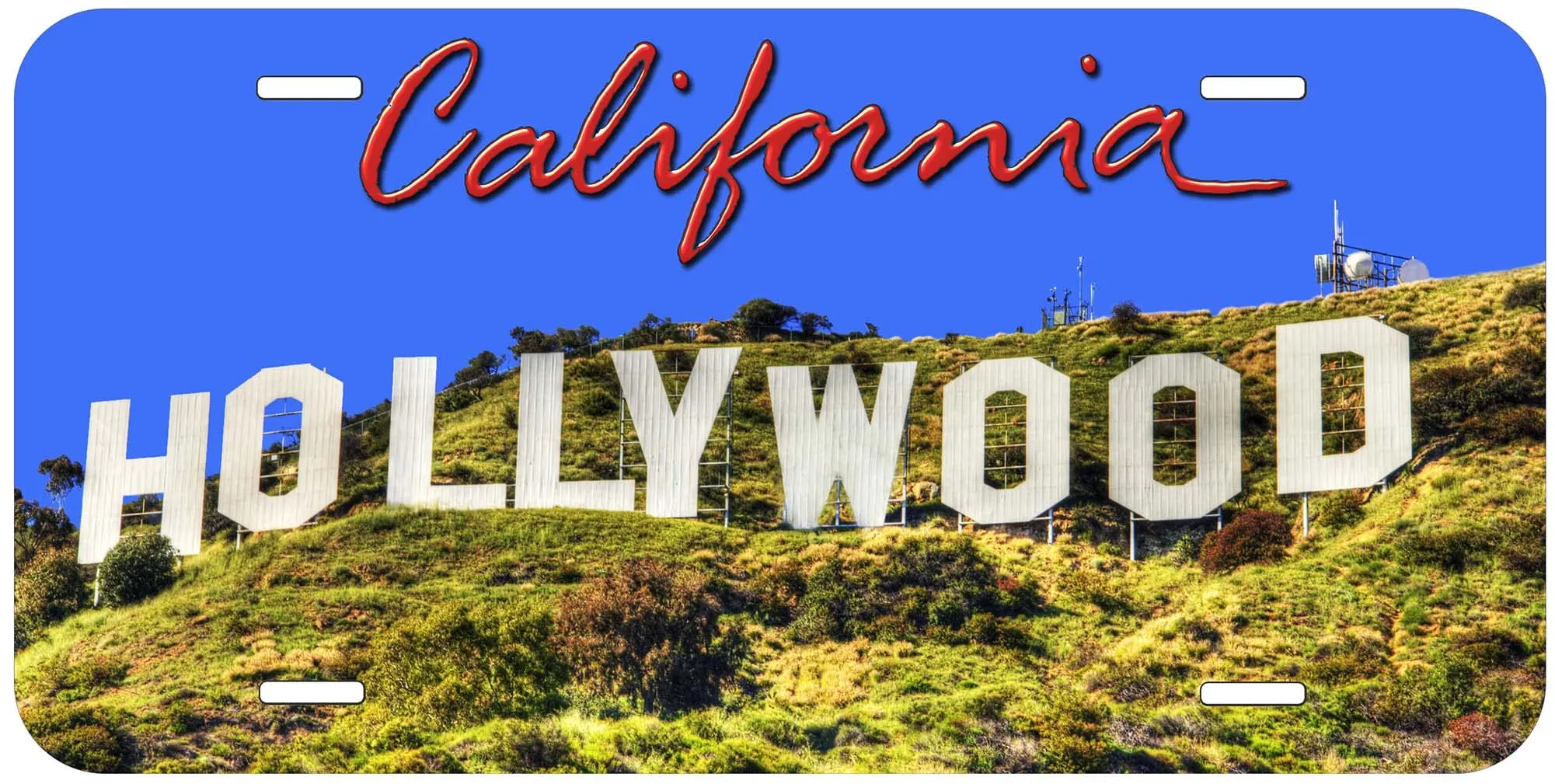 Hollywood Sign Novelty Car License Plate - 6x12 Inches, Durable Aluminum, UV Protected