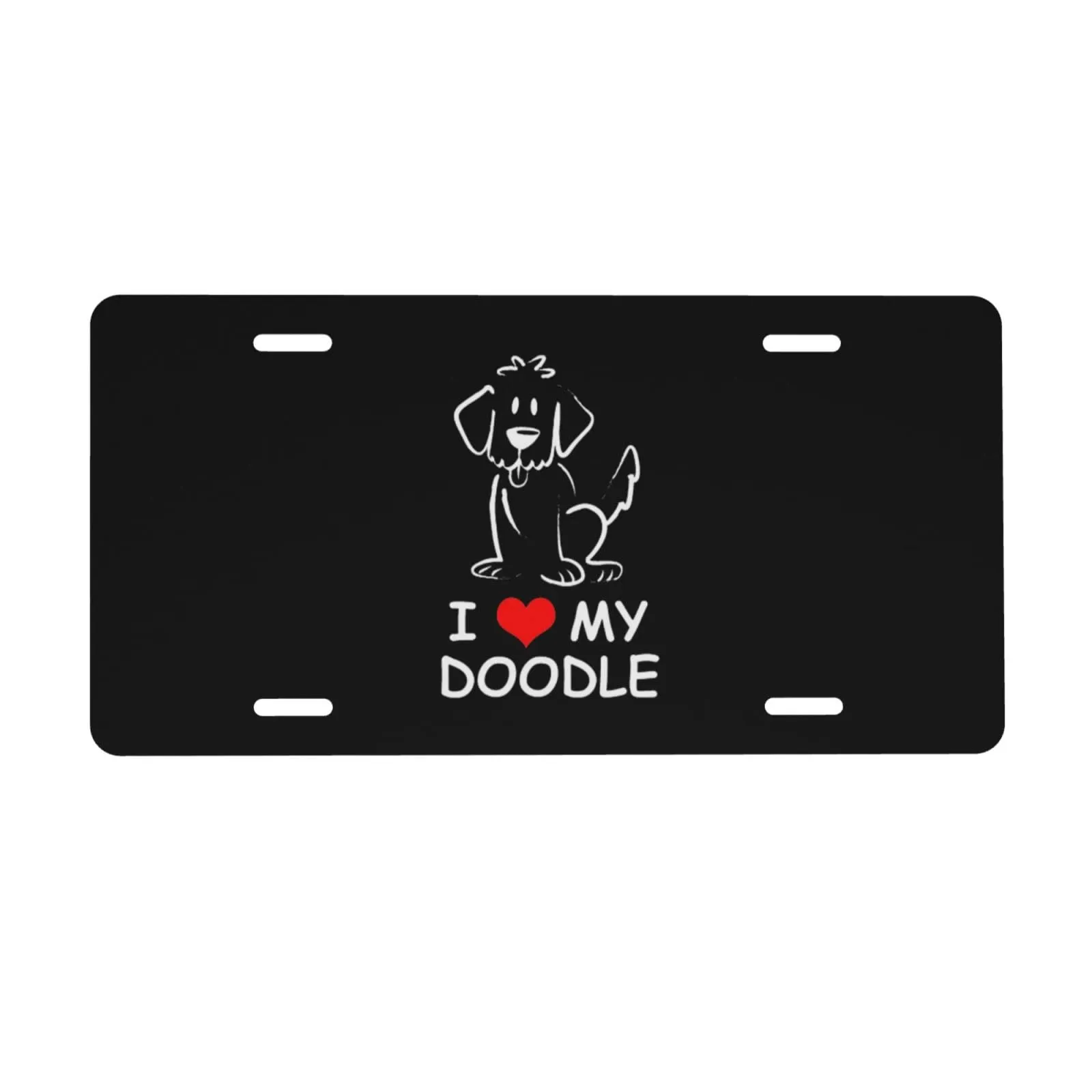 I Love My Goldendoodle Black Custom License Plate 6x12 Inch Waterproof Durable Aluminum