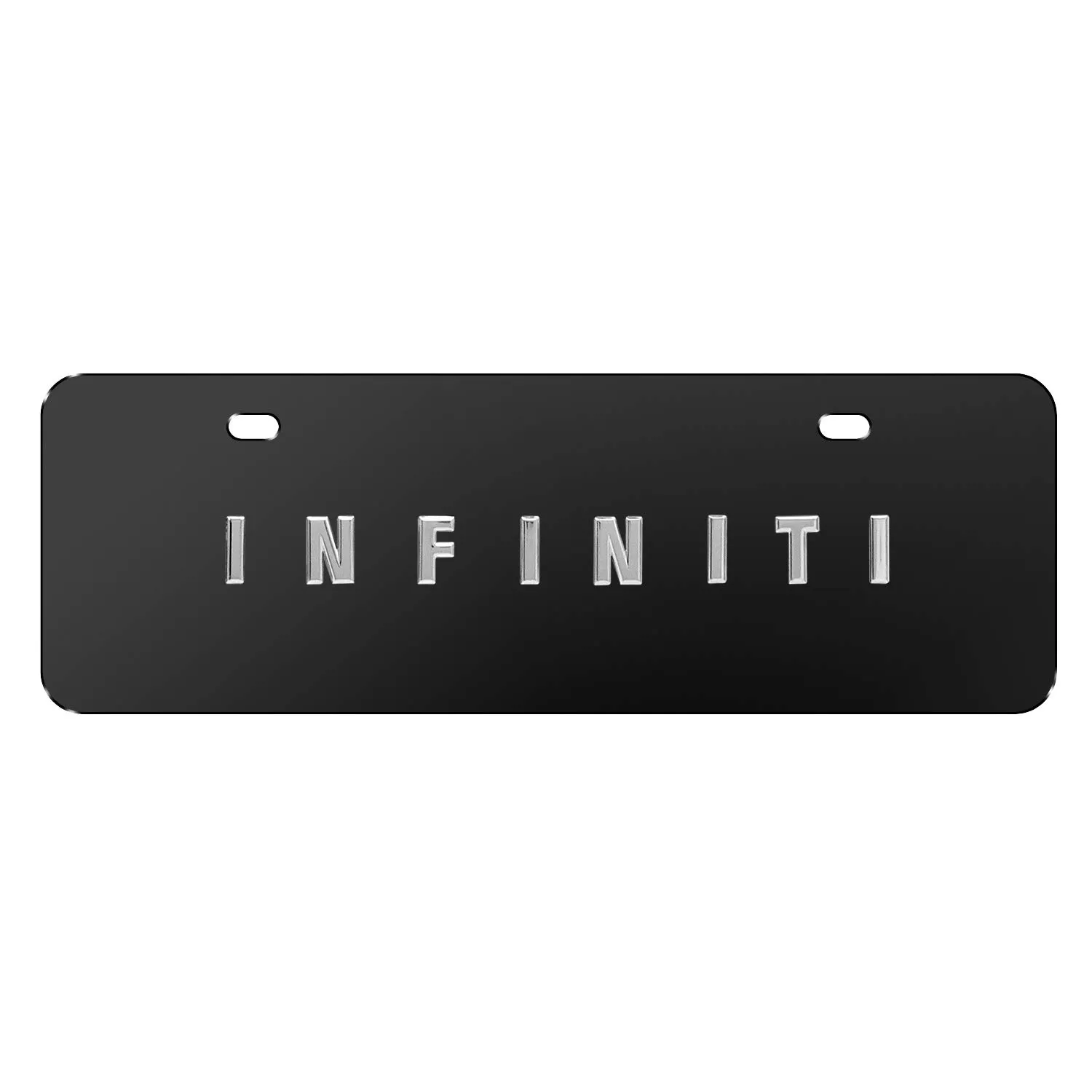 Infiniti 3D Name European Look Half-Size Black Stainless Steel License Plate