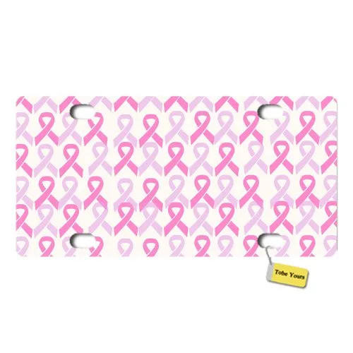 Inspirational Breast Cancer Awareness License Plate Cover - Customizable Pink Ribbon 6'x12'