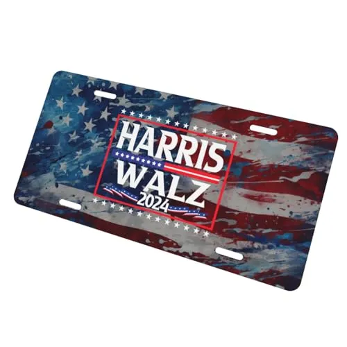 Kamala Harris Walz 2024 6x12 Inch Durable License Plate Frame with Weather-Resistant Finish