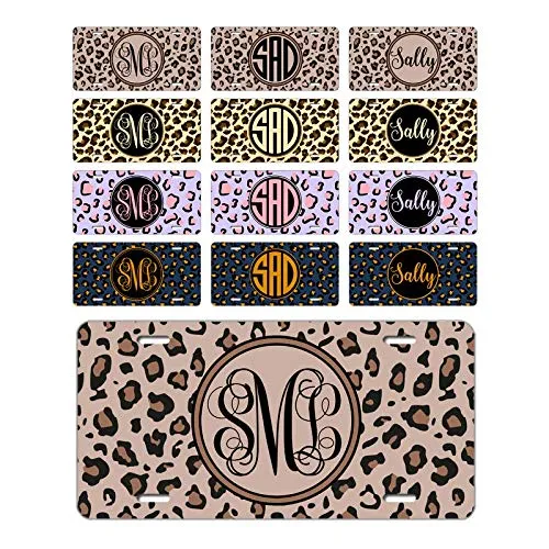 Leopard License Plate Cover - Personalized Monogram Animal Print Metal Sign 6'x12'