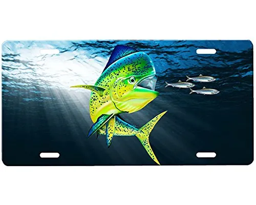 Mahi High Gloss Aluminum License Plate 12' x 6' - Customizable Durable Design