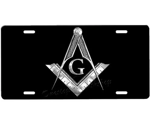 Masonic License Plate 12' x 6' - High Gloss Aluminum, Durable Rust-Proof Design