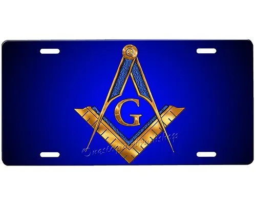 Masonic License Plate 12x6 - High Gloss Aluminum, Durable Rust Proof, Customizable Design