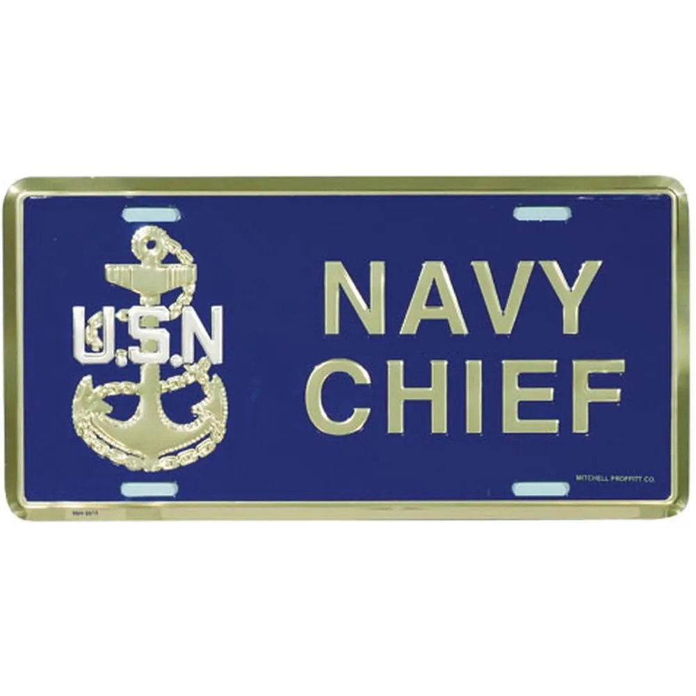 Navy Chief E-7 License Plate - Heavy Gauge Aluminum, Embossed Design