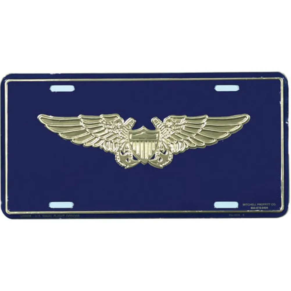 Navy Flight Officer License Plate - Heavy Gauge Aluminum with Embossed Design