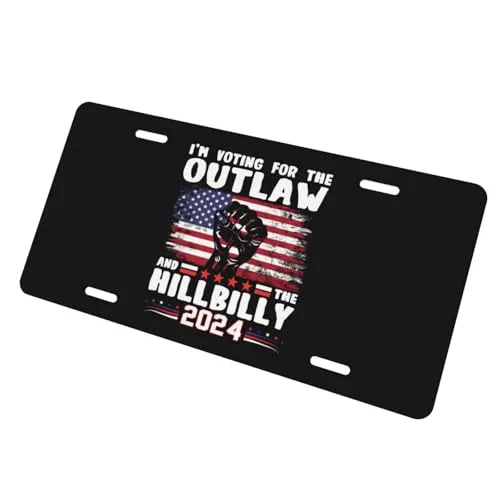 Outlaw Hillbilly 2024 6x12 Inch Durable License Plate Frame - Weather-Resistant Aluminum Cover