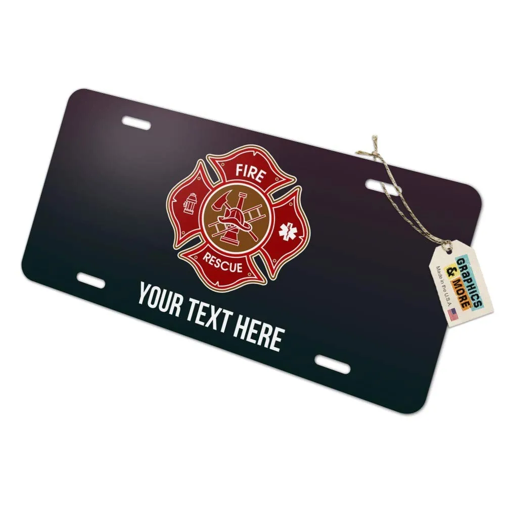 Personalized Firefighter Maltese Cross Novelty Metal License Plate - Customizable 6' x 12'