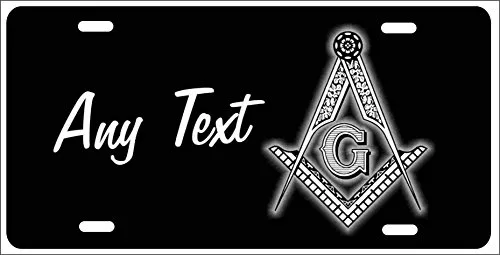 Personalized Freemason Masonic License Plate - Custom Printed White on Black, 12x6 Inches