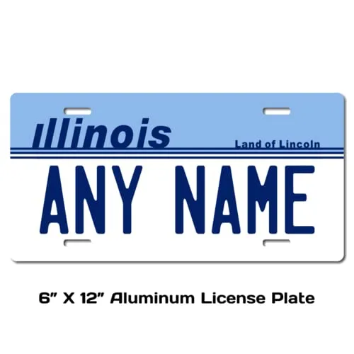 Personalized Illinois License Plate 6'x12' Aluminum - Custom Name/Text for Cars & Trucks