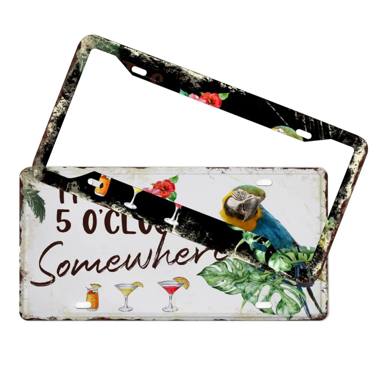 Personalized Tropical Flamingo License Plate Cover - 6'x12' Aluminum - Rust-Proof & Easy Mounting