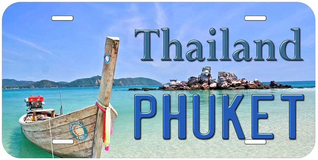 Phuket Thailand Novelty Car License Plate 6x12 Inches, Durable Aluminum, Non-Fading Design