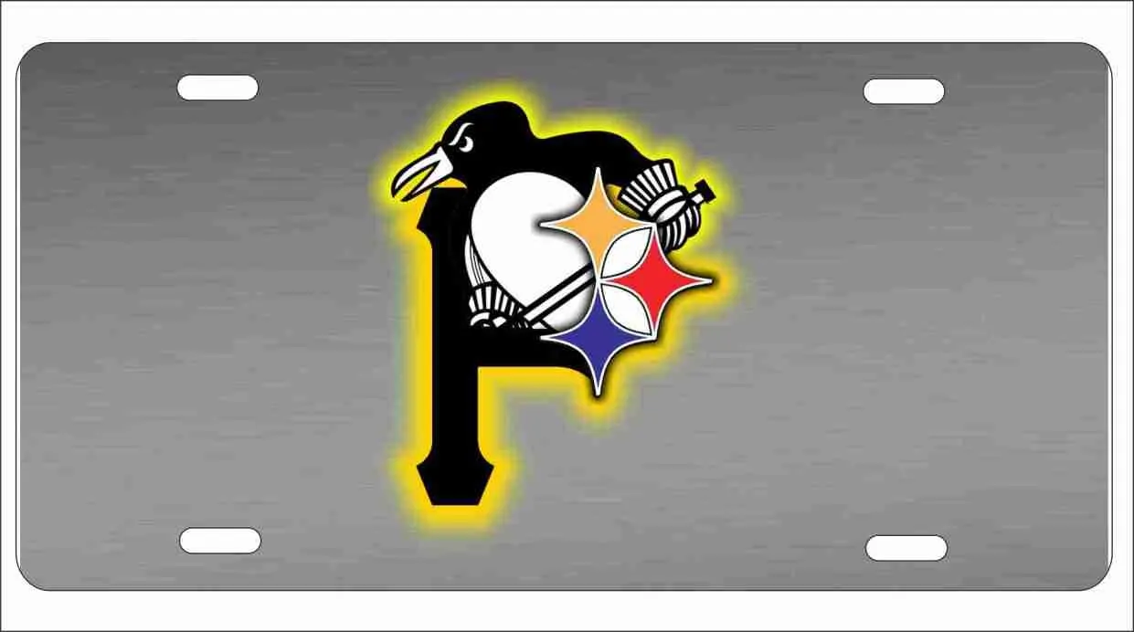 Pittsburgh Sport Teams Personalized Grey Aluminum License Plate 12x6 - Durable & Lightweight