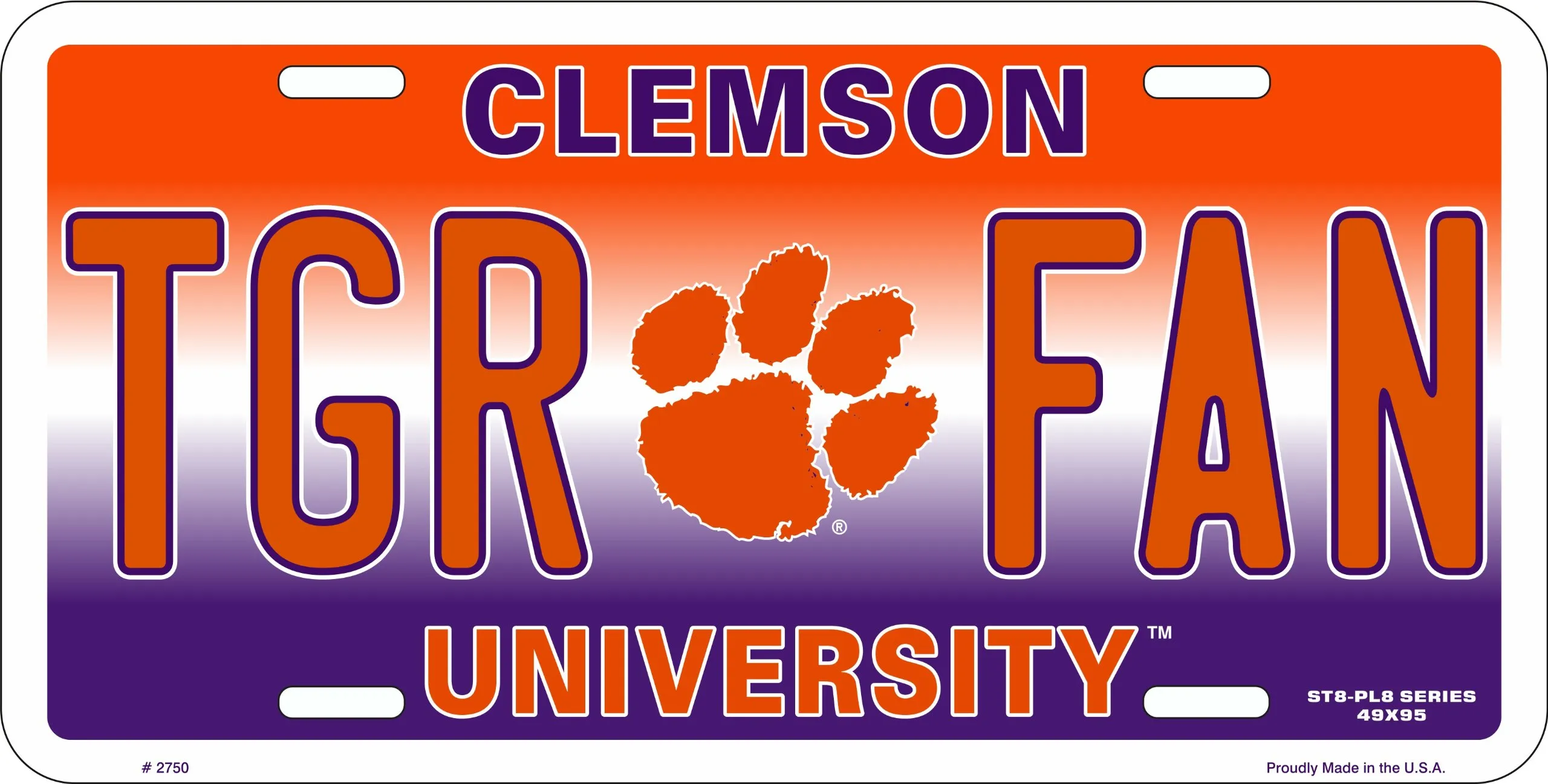 TGR FAN Clemson University Novelty License Plate - Embossed Aluminum, 6x12, Officially Licensed