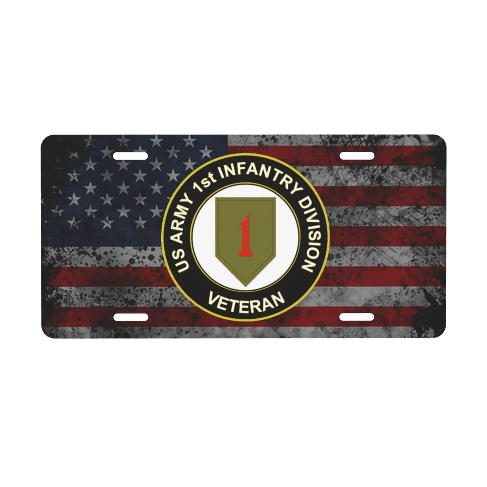 US Army Veteran 1st Infantry Division Personalized Aluminum License Plate 6x12, Waterproof