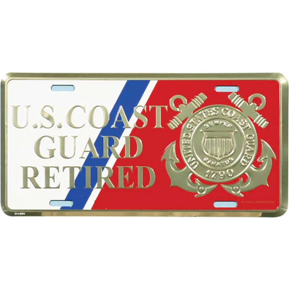 US Coast Guard Retired License Plate - Heavy Gauge Aluminum with Embossed Design